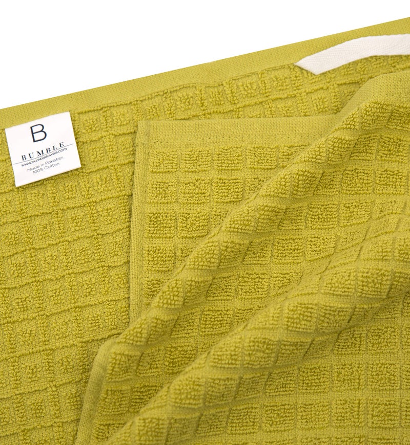 Bumble Towels Premium Kitchen Towels (20â€x 28â€, 6 Pack) | Large Cotton Dish Towels | Flat & Terry Highly Absorbent Kitchen Linen Set with Hanging Loop | Lime Green Check - Image 4